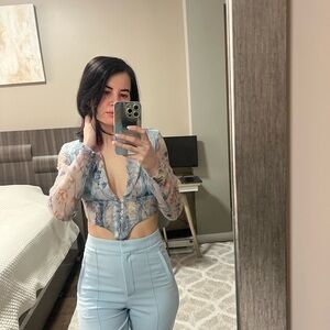 Blu corset organza top